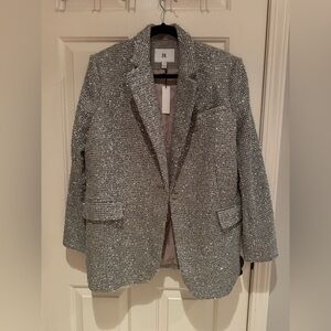Banana Republic 8 Coleta Silver Tinsel Tweed Blazer Sz 8 NEW #817820